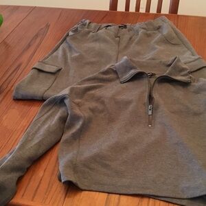 Express womans jogging out fit.  Elastic waist, pullover top.